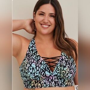 Torrid Multicolor Animal Print Bikini Top